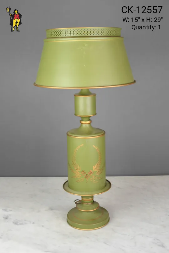 Green Tall Metal Shaded Table Lamp