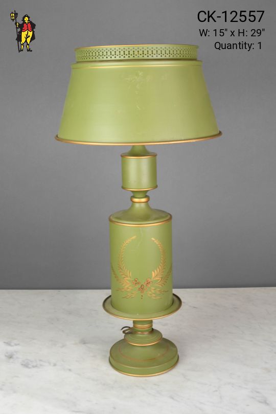 Green Tall Metal Shaded Table Lamp