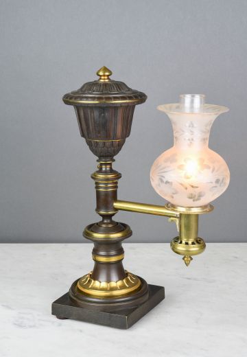 Brown & Brass Victorian Mantle Lamp