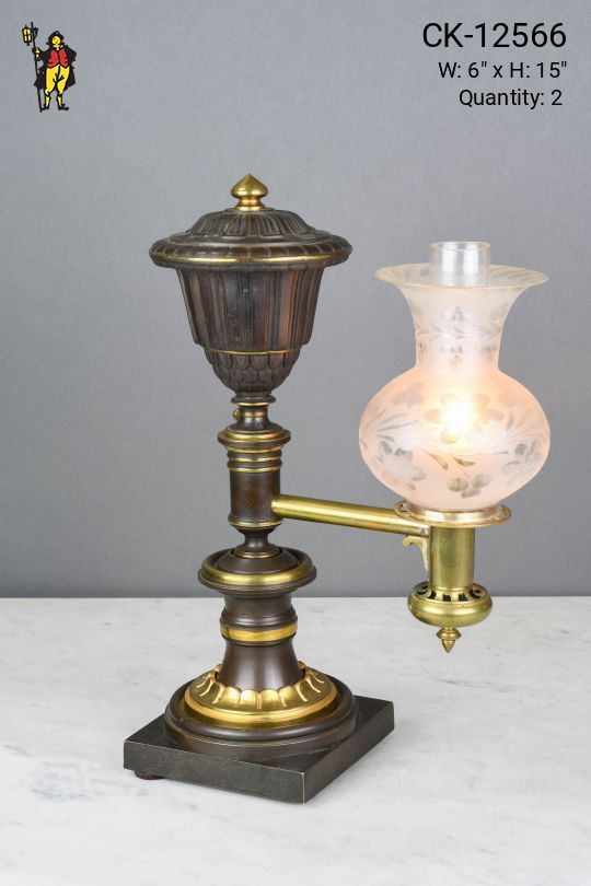 Brown & Brass Victorian Mantle Lamp