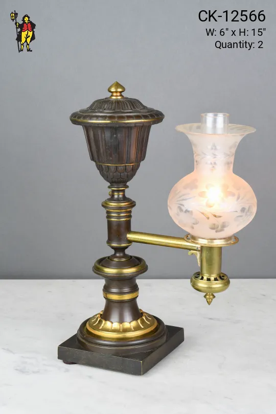 Brown & Brass Victorian Mantle Lamp
