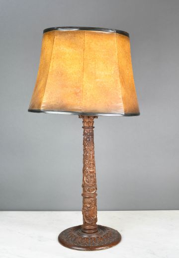 Wooden Carved Table Lamp