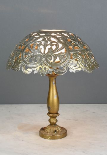 Metal Shaded Brass Table Lamp