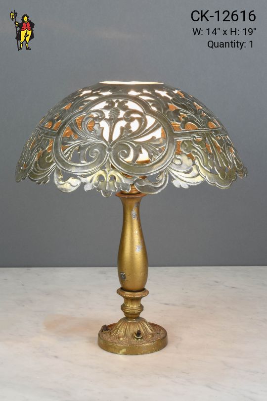 Metal Shaded Brass Table Lamp