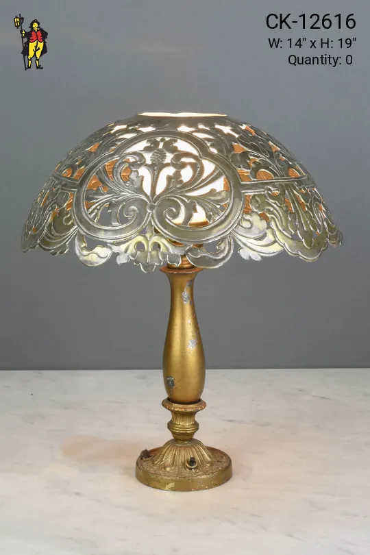 Metal Shaded Brass Table Lamp