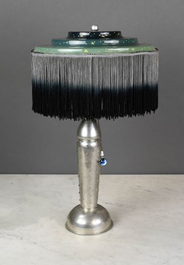 Mid Century Star Shaded Nickel Table Lamp