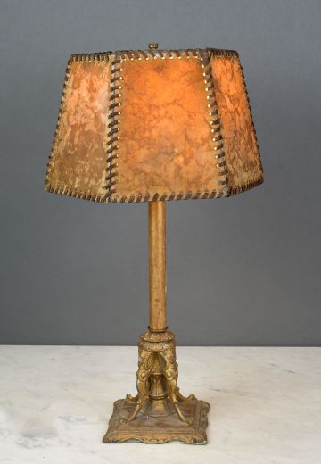 Mica Shaded Brass Table Lamp
