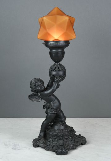 Bronze Figure Torch Style Table Lamp