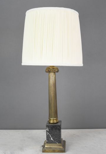 Black Marble & Brass Column Table Lamp