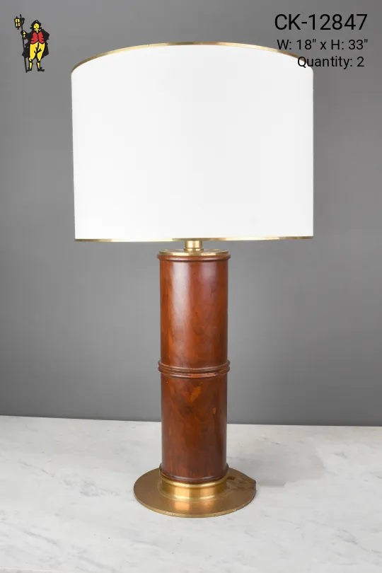 Wood & Brass Formal Table Lamp