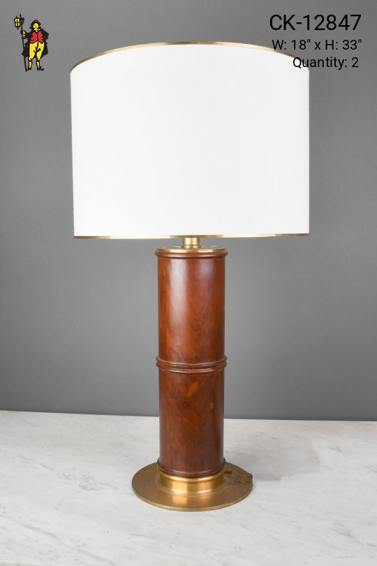 Wood & Brass Formal Table Lamp