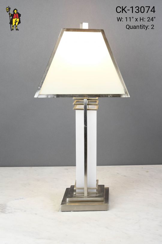 Modern Glass & Nickel Table Lamp