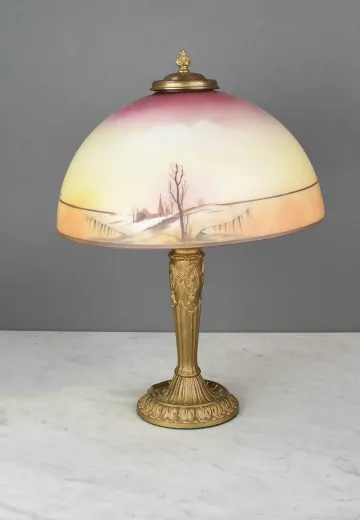 Reverse Painted Shaded Table Lamp