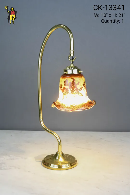 Single Down Light Glass Shaded Table Lamp
