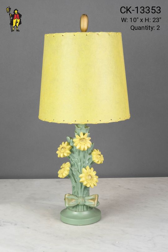 Green & Yellow Floral Ceramic Table Lamp