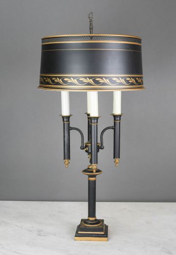 Four Candle Black & Painted Gold Table Lamp