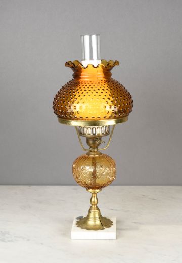 Victorian Amber Glass Table Lamp