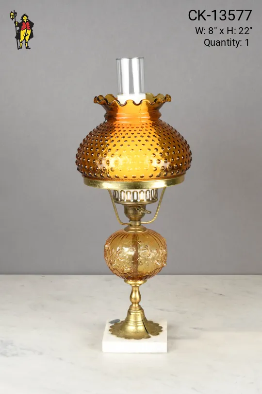 Victorian Amber Glass Table Lamp