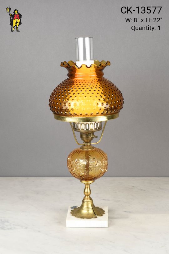 Victorian Amber Glass Table Lamp
