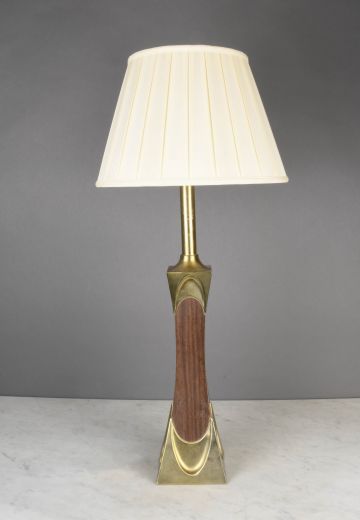 Wood & Brass Tall Table Lamp