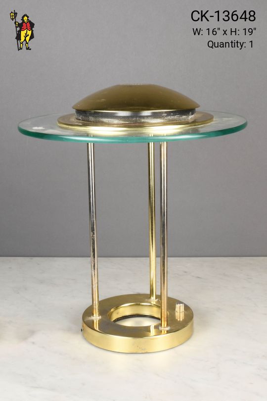 Round Glass Shaded Brass Table Lamp