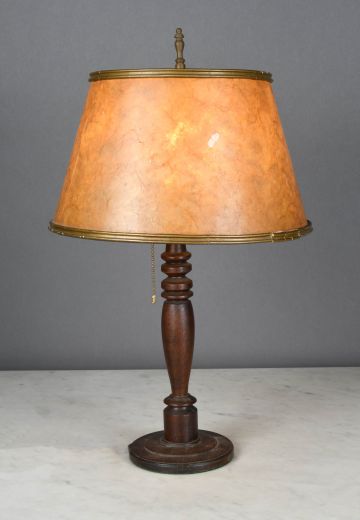 Mica Shaded Wooden Table Lamp