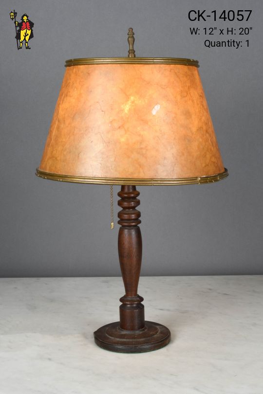 Mica Shaded Wooden Table Lamp