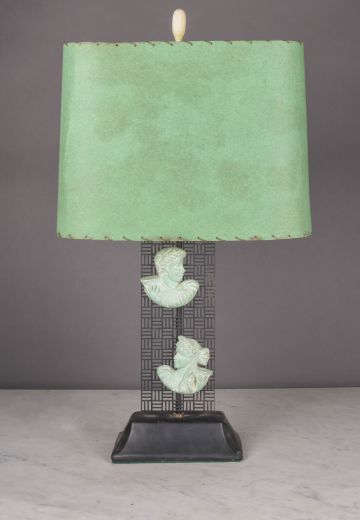 Iron Green Two Bust Table Lamp