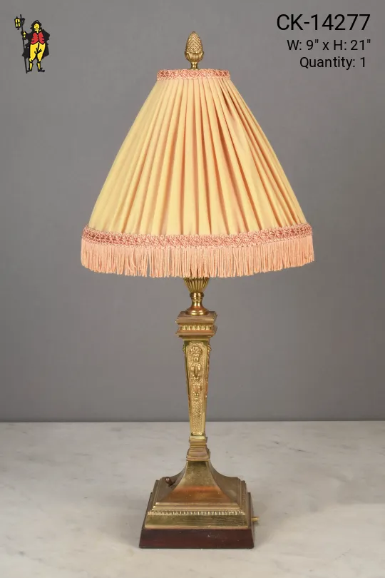Brass Table Lamp w/Decorative Shade