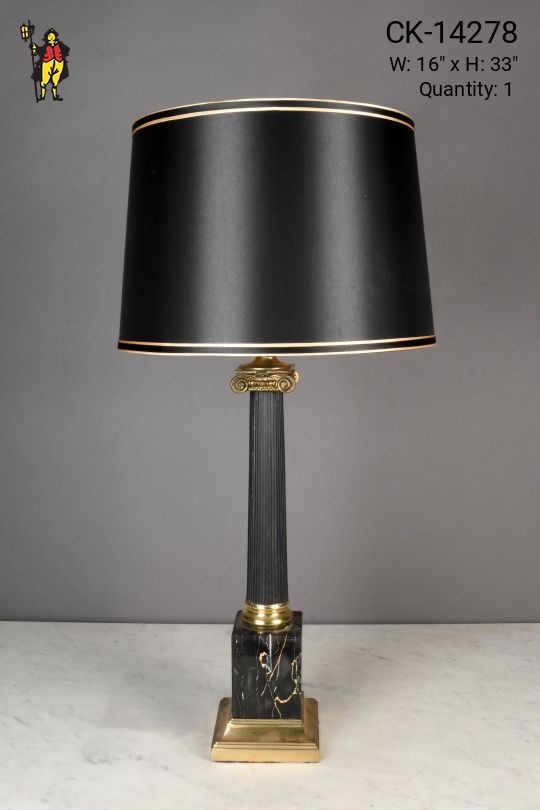 Black & Brass Column Table Lamp