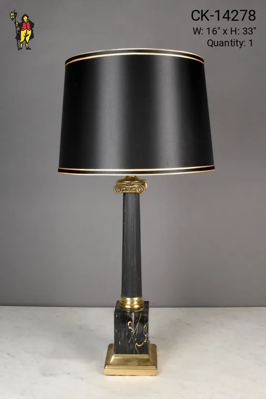 Black & Brass Column Table Lamp