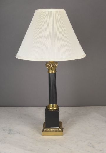 Black & Brass Column Table Lamp
