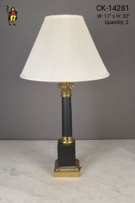 Black & Brass Column Table Lamp