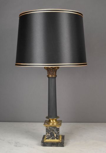 Black & Brass Column Table Lamp