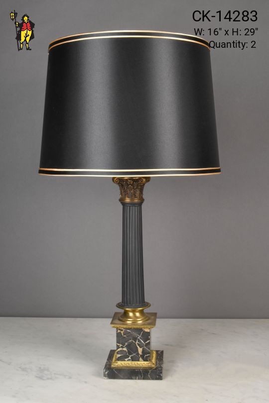 Black & Brass Column Table Lamp