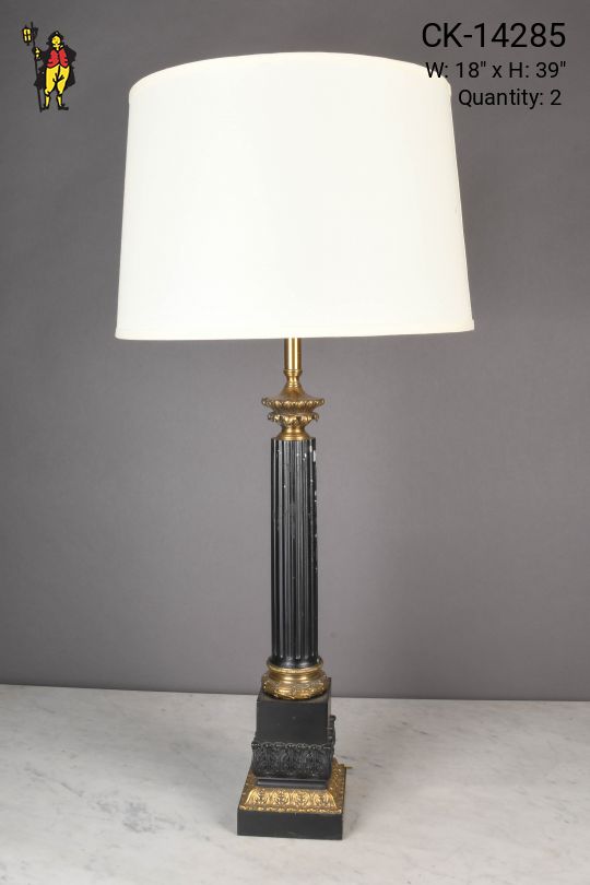 Black & Brass Column Table Lamp