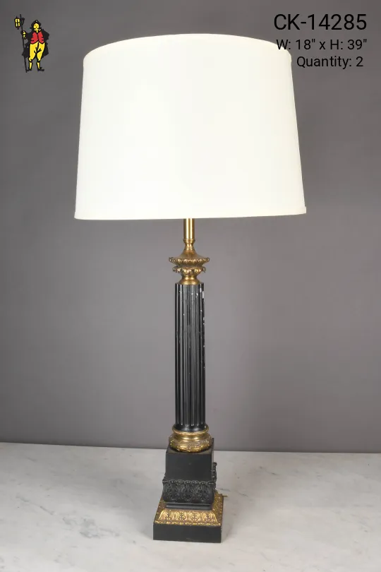 Black & Brass Column Table Lamp