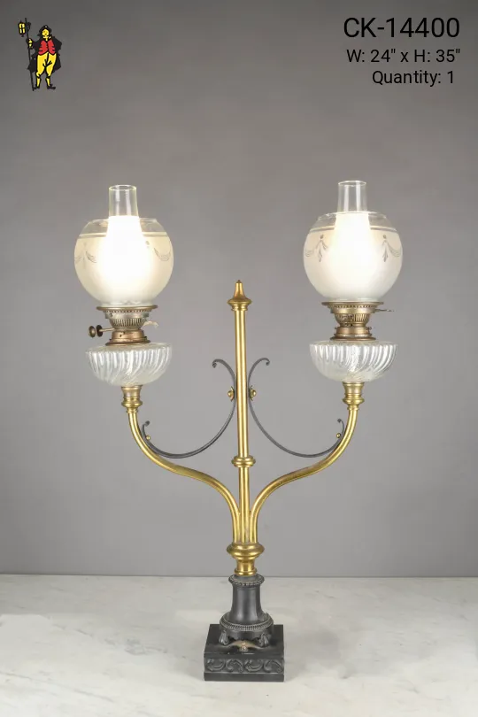 Electrified Faux Oil Two Light Oversize Table Lamp