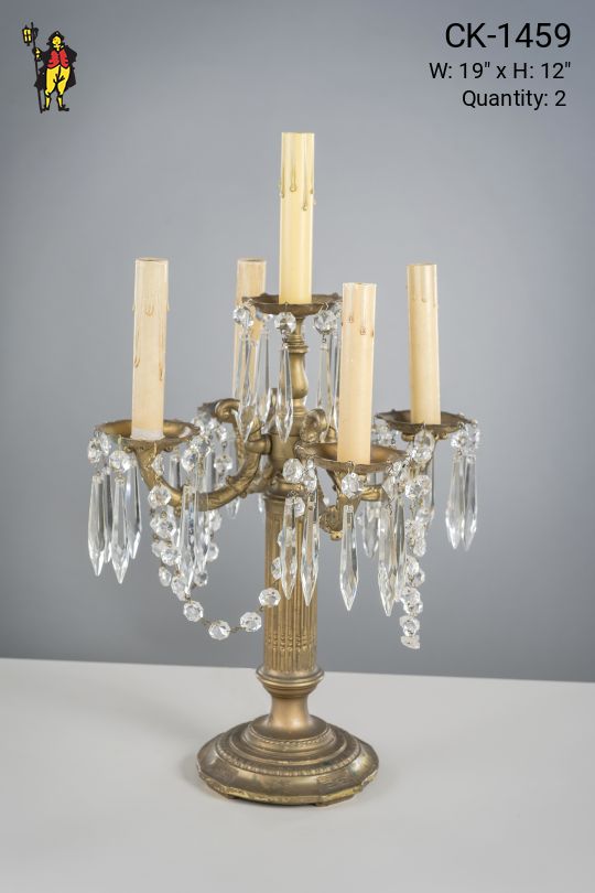 Brass & Crystal Table Candelabra