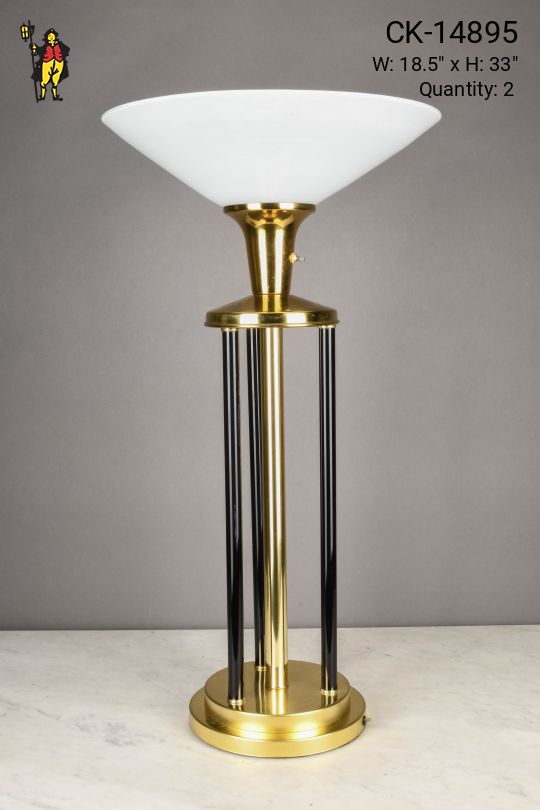 Black & Brass Torchiere Style Table Lamp