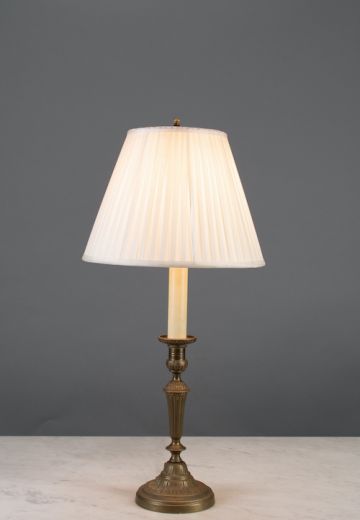 Single Candle Table Lamp w/Pleated Shade