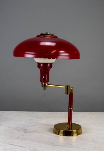 Red Mid-Century Table Lamp