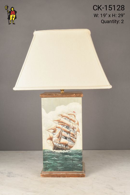 Painted Wooden Nautical Themed Table Lamp