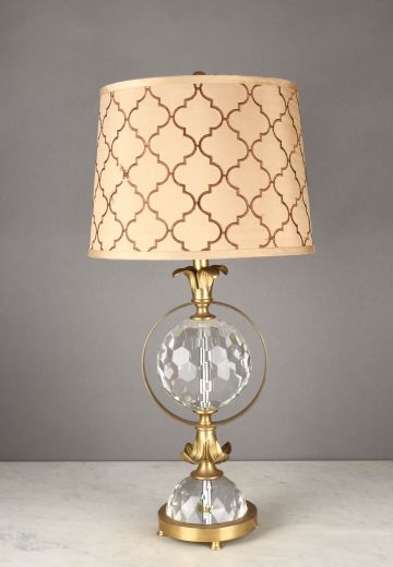 Antique Brass & Crystal Table Lamp