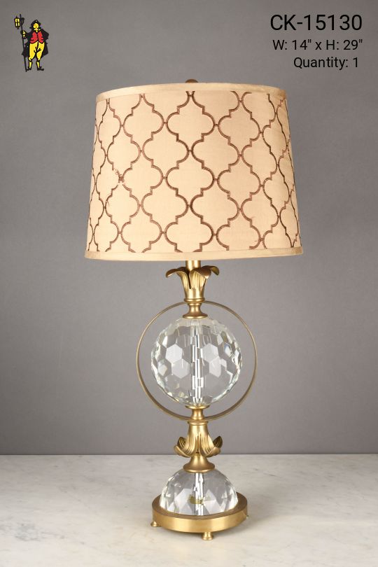 Antique Brass & Crystal Table Lamp