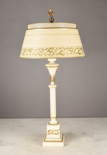 White & Gold Painted Floral Table Lamp
