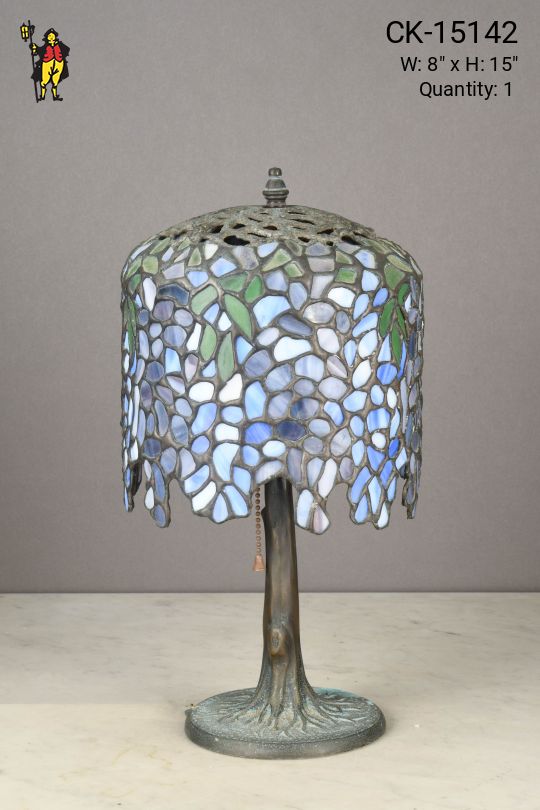 Blue & White Slag Glass Table Lamp