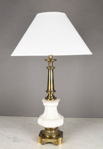Brass & White Ceramic Oversize Table Lamp