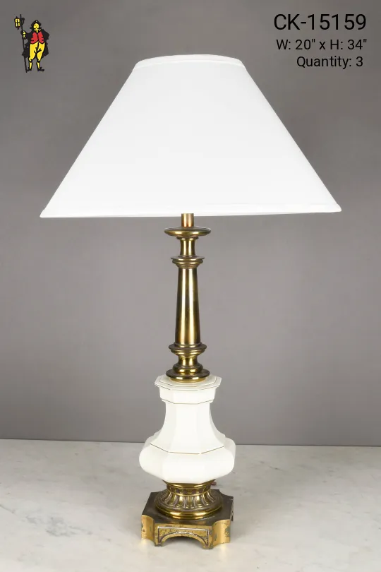 Brass & White Ceramic Oversize Table Lamp