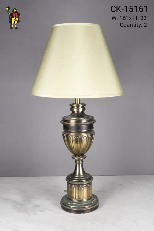 Oversize Antique Brass Mid Century Table Lamp
